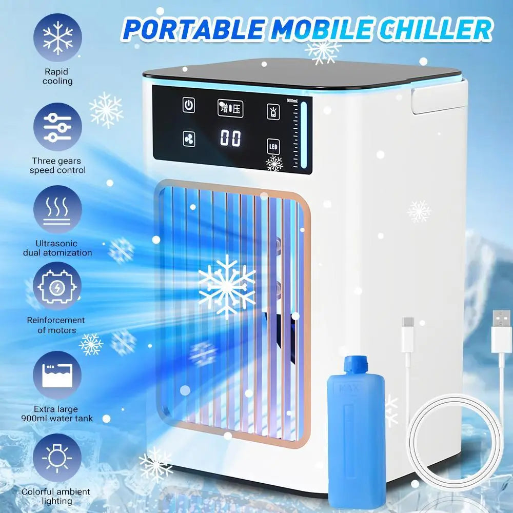 2026 Portable Air Cooler - 3-in-1 Evaporative Cooling Fan with Dual Mist Speeds, Ideal for Bedroom, Office, and Camping, Featuring 1800mAh Battery and 500ml Water Tank