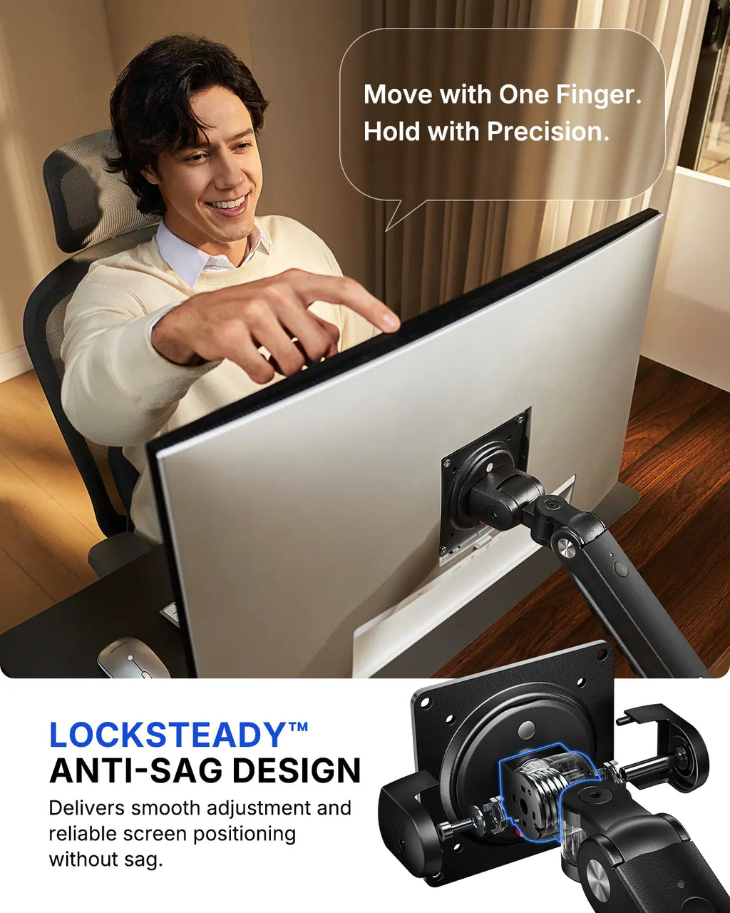 Flowlift Pro Monitor Arm – Dual & Single Screen Support (13-32”), Mechaspring Technology, Instamount, Locksteady, Precisionview – Smooth, Durable, Adjustable Setup for Gamers and Professionals"