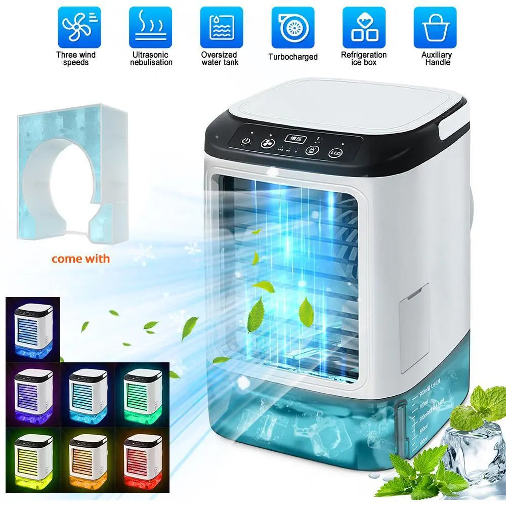 2026 Portable Air Cooler - 3-in-1 Evaporative Cooling Fan with Dual Mist Speeds, Ideal for Bedroom, Office, and Camping, Featuring 1800mAh Battery and 500ml Water Tank