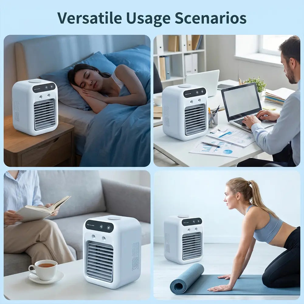 2026 Portable Air Cooler - 3-in-1 Evaporative Cooling Fan with Dual Mist Speeds, Ideal for Bedroom, Office, and Camping, Featuring 1800mAh Battery and 500ml Water Tank