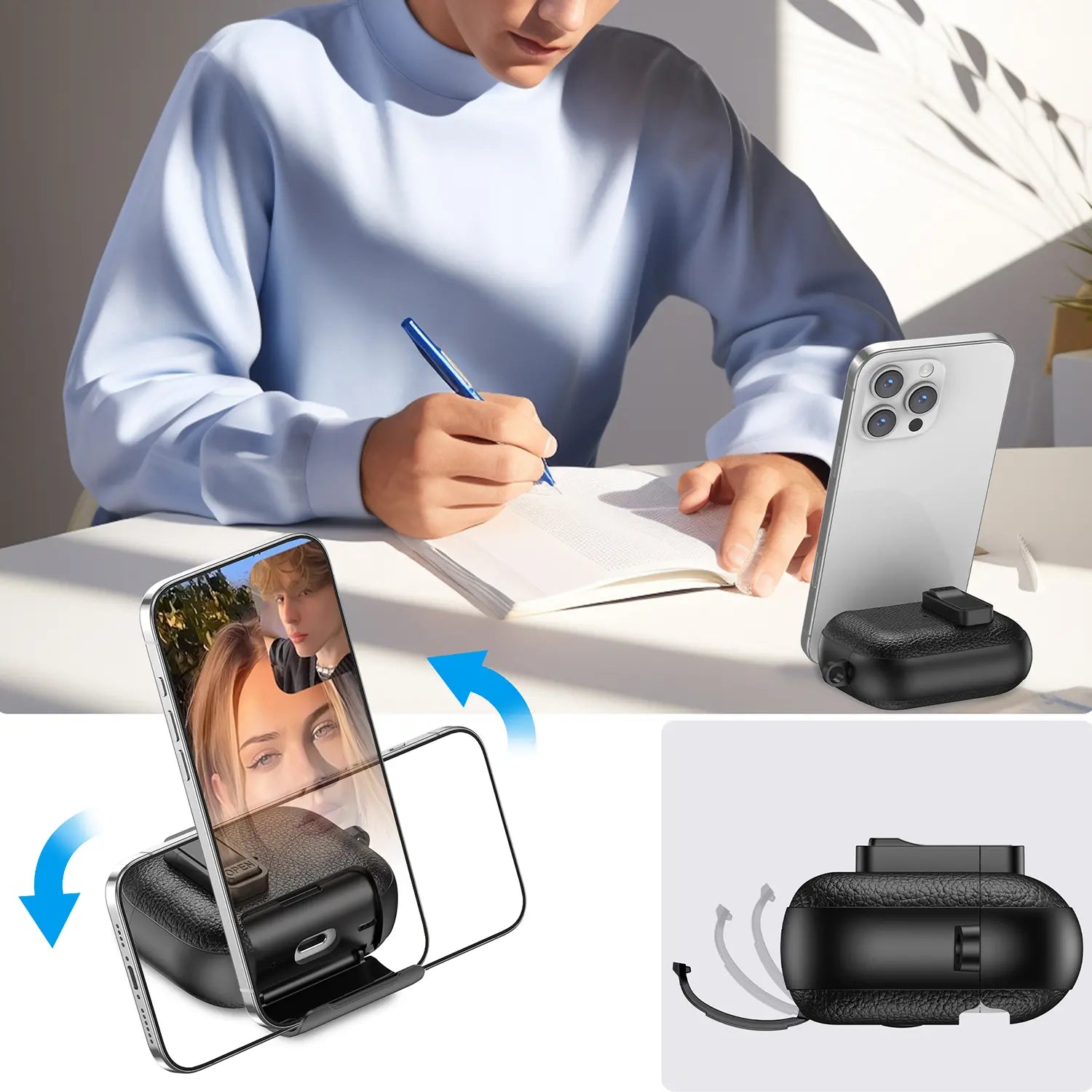 With Safety Lock Case for Apple for Airpods 4 / 3 / 2 / 1 for Airpods Pro 3 / Pro2 / Pro Built-In Phone Stand for Airpod Earbuds Headset Earphones Headphones Protective Case Carabiner Anti-Drop Matte Pu-Leather Audio Shockproof Cover