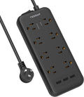 Surge Protector Power Strip,  8 Outlets and 3 USB Ports 5Ft Long Extension Cord Flat Plug, 1875W/15A, 1700 Joules, Wall Mountable for Home, Office, School and Dorm Room Essentials, Black