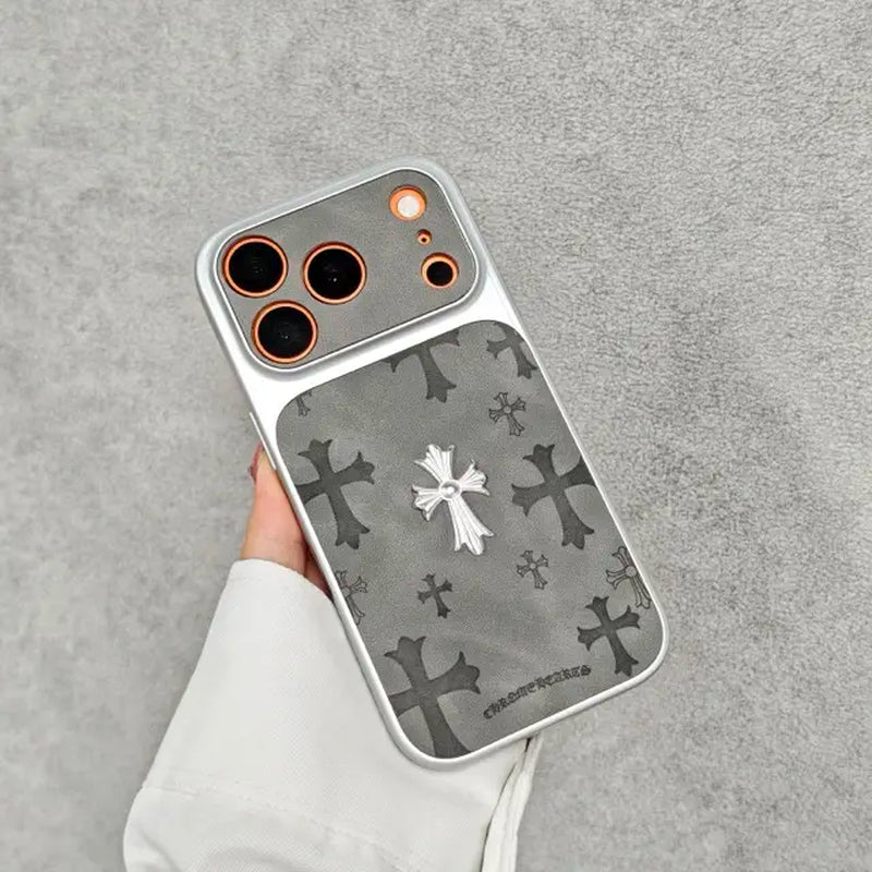 Premium Leather Cross-Pattern Phonecase Compatible with Iphone 17/16/15/14/13/Pro/Max ,3D Cross Vintage Phone Case | Shockproof Protective Cover Leather Material, and Drop Protection. Stylish and Suitable for Both Men and Women.Protective Case | Best Gift