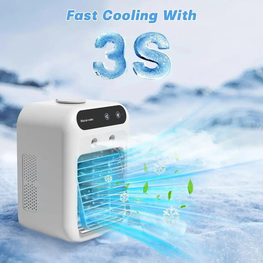 2026 Portable Air Cooler - 3-in-1 Evaporative Cooling Fan with Dual Mist Speeds, Ideal for Bedroom, Office, and Camping, Featuring 1800mAh Battery and 500ml Water Tank