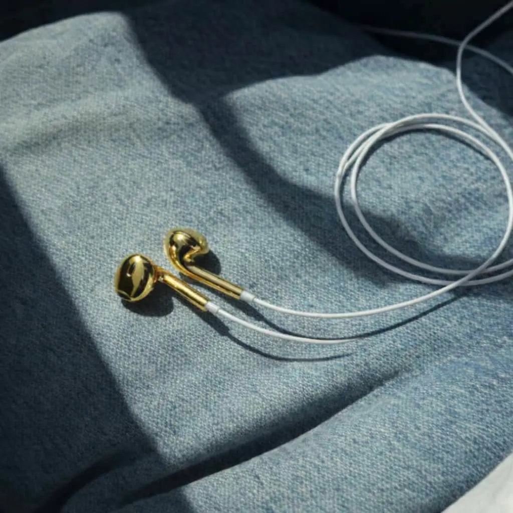 USB -C, Lightning - Limited Functional Wired Earbuds for Iphone Lightning – Chrome Gold Blue Silver Aesthetic Earphones Synth Archive Wearable Metallic Custom