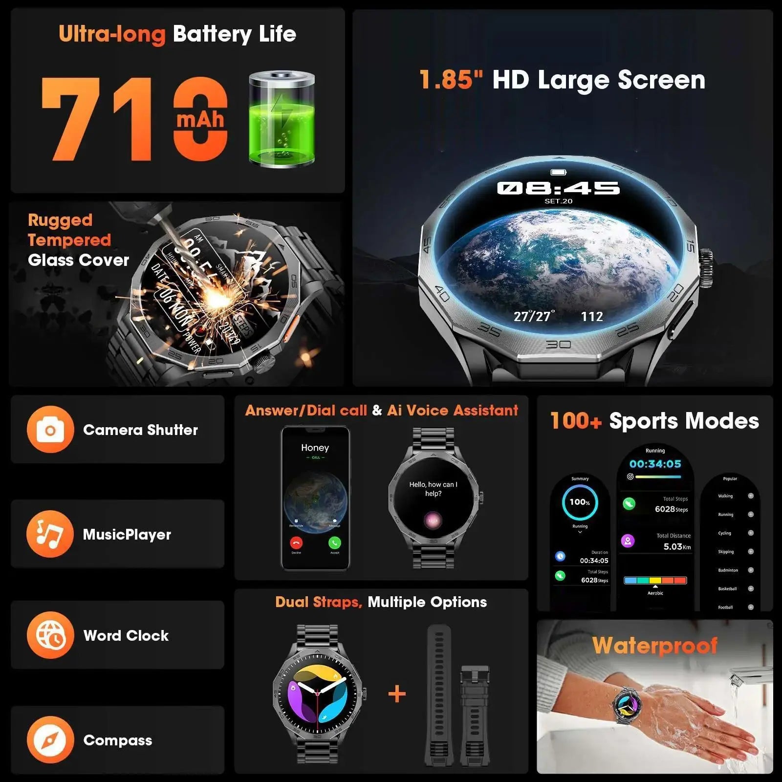 Multifunctional Smart Watch, Fashion Digital Watch, Waterproof Sports Watch for Women & Men, Wearable #TOP PICKS